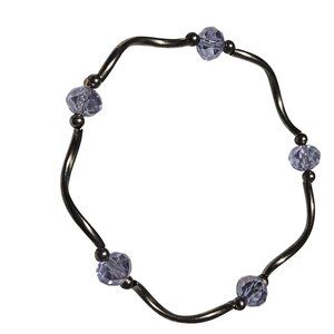 Vintage Elegant Beaded Stretch Bracelet Purple Crystal Beads Classic Minimalist